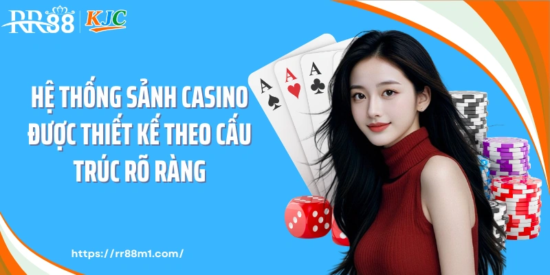 Hệ thống sảnh casino được thiết kế theo cấu trúc rõ ràng